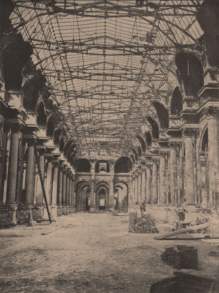 PARIS COMMUNE 1871. Hotel de Ville (galerie des fètes) c1873 old antique print